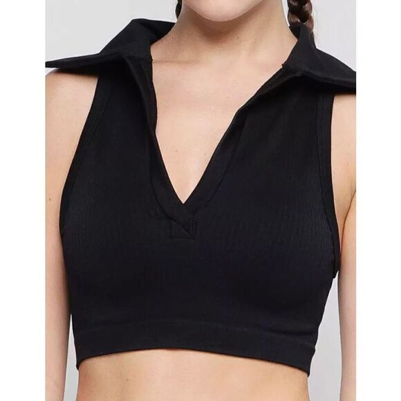 COTTON ON BODY - L Sz XL Seamless Crop Top Tank w/Collar, Slim Fit. CUTE & NWT! - Picture 1 of 15